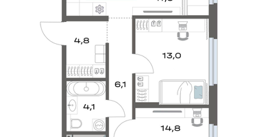 2-к. квартира, 67&nbsp;м²