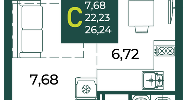 Студия, 26&nbsp;м²
