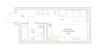 Студия, 25&nbsp;м²