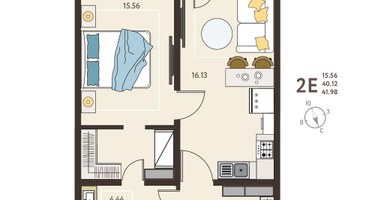 1-к. квартира, 41&nbsp;м²