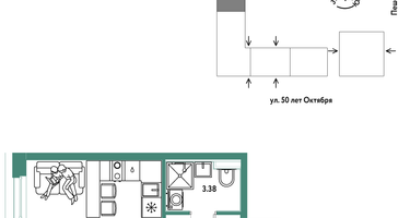2-к. квартира, 29 м²