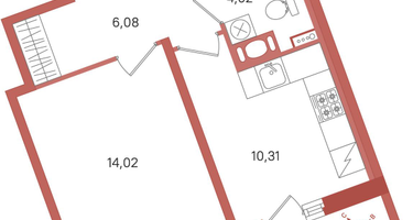 1-к. квартира, 36&nbsp;м²