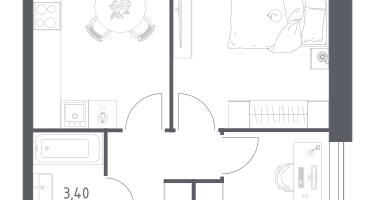 2-к. квартира, 42&nbsp;м²