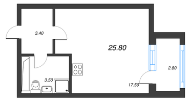 Студия, 25&nbsp;м²
