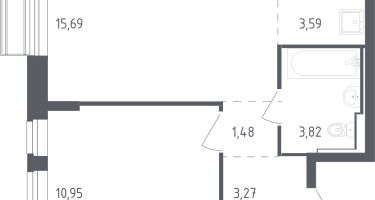 Студия, 38&nbsp;м²