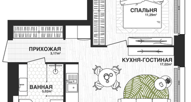 1-к. квартира, 36&nbsp;м²