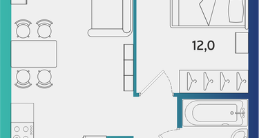 1-к. квартира, 39&nbsp;м²
