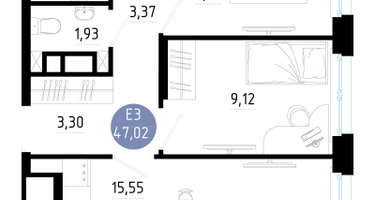 2-к. квартира, 47&nbsp;м²