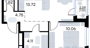 1-к. квартира, 35 м²