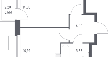 1-к. квартира, 34&nbsp;м²