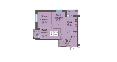 3-к. квартира, 79 м²