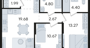 2-к. квартира, 62&nbsp;м²