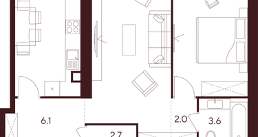 2-к. квартира, 60&nbsp;м²