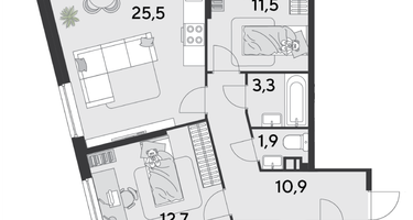 3-к. квартира, 89&nbsp;м²