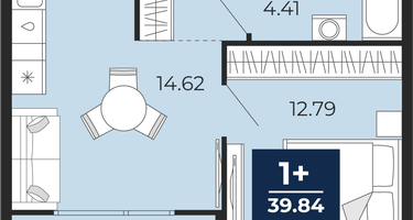 1-к. квартира, 39&nbsp;м²