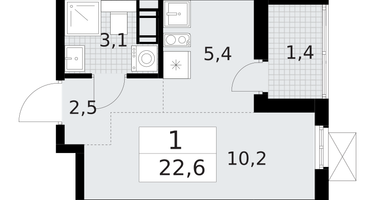 Студия, 22&nbsp;м²