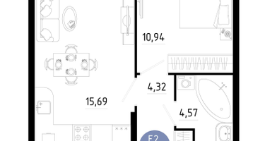 1-к. квартира, 38&nbsp;м²