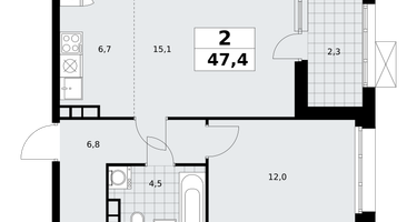 2-к. квартира, 47 м²