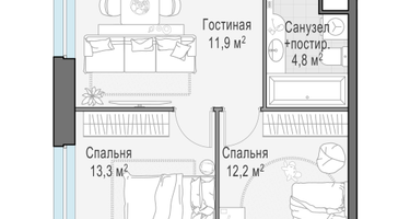 3-к. квартира, 52&nbsp;м²