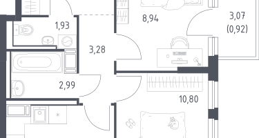 2-к. квартира, 44&nbsp;м²