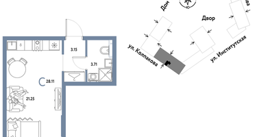 Студия, 28&nbsp;м²