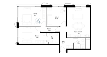 3-к. квартира, 79 м²