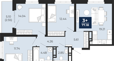 3-к. квартира, 74&nbsp;м²