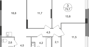 3-к. квартира, 73&nbsp;м²