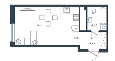 Студия, 33&nbsp;м²