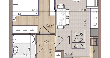 1-к. квартира, 41&nbsp;м²