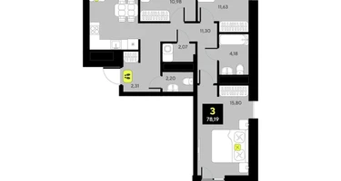 3-к. квартира, 78&nbsp;м²