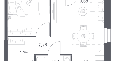Студия, 38&nbsp;м²