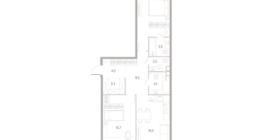 2-к. квартира, 74 м²