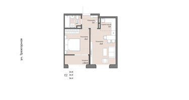 1-к. квартира, 36&nbsp;м²