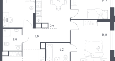 3-к. квартира, 84&nbsp;м²