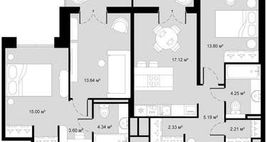 2-к. квартира, 86&nbsp;м²