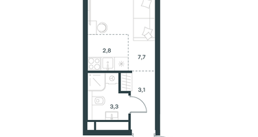 Студия, 16&nbsp;м²