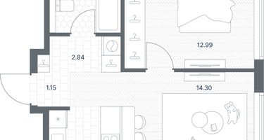 1-к. квартира, 40&nbsp;м²