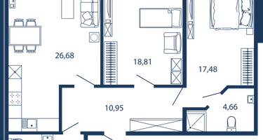 2-к. квартира, 84&nbsp;м²