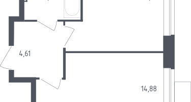 1-к. квартира, 34&nbsp;м²