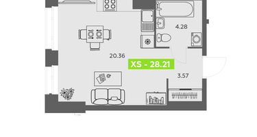Студия, 28&nbsp;м²