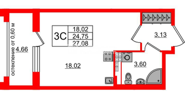 Студия, 24&nbsp;м²