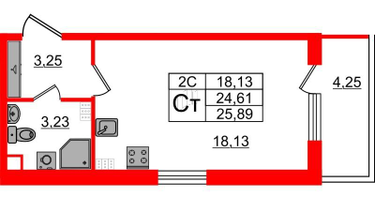 Студия, 24 м²