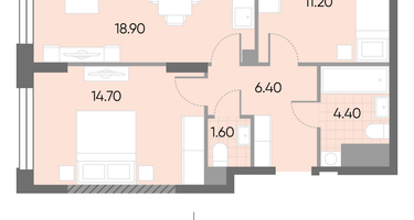Студия, 57 м²