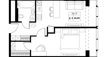 2-к. квартира, 46&nbsp;м²