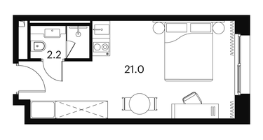 1-к. квартира, 23 м²