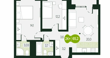 Студия, 65&nbsp;м²