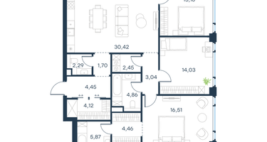3-к. квартира, 107&nbsp;м²