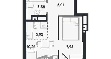 2-к. квартира, 29 м²