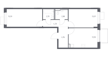 2-к. квартира, 57&nbsp;м²